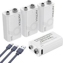 4 pakuotės 1000 mAh 9V įkraunama ličio baterija su C tipo USB įkrovimo kabeliu - idealiai tinka tiksliems prietaisams, pvz., nešiojamiems multimetrams, metalo detektoriams ir kabelių testeriams