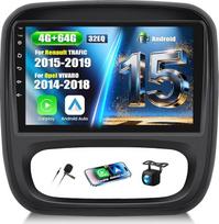 4+64G "Android 15" automobilinis radijas "Renault Trafic" 2015-2019/Opel Vivaro 2014-2018 Belaidis "Carplay" "Android" automobilis, 9 colių ekrano automobilinis radijas su GPS/WiFi/FM/RDS SWC + atbulinės eigos kamera