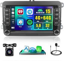 4+64G Android automobilinis radijas VW Golf 5 6 Passat Polo Tiguan Touran Caddy Skoda Seat su Wireless Carplay ir Android Car, 7 colių IPS jutiklinio ekrano radijas su Bluetooth 5.0/GPS/atsukimo kamera/FM