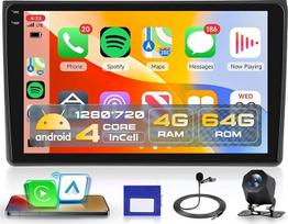4G + 64G belaidis "Carplay Android" automobilinis radijas "Audi A4 S4 RS4 B6 B7 8E 2000-2009" 9 colių "Incell" jutiklinio ekrano automobilinis radijas "Android" automobilinė GPS navigacija WiFi Mirror Link Bluetooth FM/RDS/EQ/USB/SWC galinio vaizdo kamera