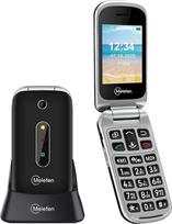 4G apverčiamas mobilusis telefonas senjorams - lengvai naudojamas, su dideliais mygtukais, atrakintas 2,4" spalvotas ekranas|SOS mygtukas|Greičio rinkimas|1350 mAh baterija（juodas）