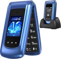 4G senjorų mobilusis telefonas Sulankstomas mobilusis telefonas be sutarties, mobilusis telefonas su dideliais mygtukais Mobilusis telefonas senjorams su 2,4 ir 1,77 colio dviejų spalvų ekranu Dviejų SIM kortelių SOS avarinio skambučio mygtukas Žibintuvėl