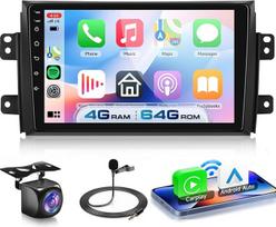 4G+64G automobilinis radijas "Android 15" Suzuki SX4 2006-2013 Fiat Sedici 2005-2014, 9 colių HD jutiklinis ekranas su belaidžiu "Carplay", "Android", "Android", "GPS", "Wi-Fi", USB, "Bluetooth", 5.0, FM, RDS, galinis vaizdas