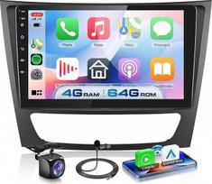 4G+64G Autoradio Android 15 für Mercedes-Benz E Klasse W211 S211/CLS Klasse C219 2005-2008, 9'' HD Touchscreen mit Drahtlos Carplay Android Auto GPS Wi-Fi USB Bluetooth FM RDS Rückfahrkamera