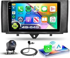 4G+64G Autoradio Android 15 für Mercedes-Benz Smart 2011-2015, 9 Zoll In-Cell HD Touchscreen Auto Radio mit Drahtlos Carplay Android Auto GPS Wi-Fi USB Bluetooth FM RDS Radio Rückfahrkamera