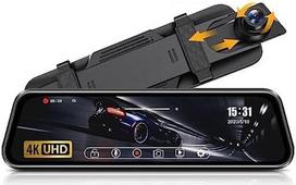 4K veidrodžio Dashcam galinio vaizdo veidrodžio kamera su 64G SD kortele Galinio vaizdo veidrodžio kamera Veidrodinė automobilio kamera su 10 colių IPS jutikliniu ekranu Dash Cam automobilio priekinis galinis 170° platus kampas 10 m kabelis WDR Loop Recor