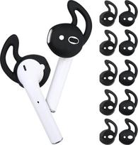 5 poros ausų kabliukų antgalių, minkšti silikoniniai "Airpods" ausų kabliukai, neslystantys sportiniai ausinukai, suderinami su "Airpods", ausinių priedai bėgiojimui, važinėjimui dviračiu, bėgimui (juodi)