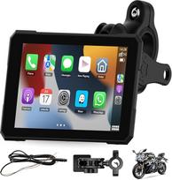 5-Zoll Motorrad Carplay Display, Drahtloses CarPlay für Apple und Android mit Reifendrucküberwachung, Wasserdicht IPX67, Dual Bluetooth, Automatische Helligkeitsanpassung, Sprachsteuerung, GPS