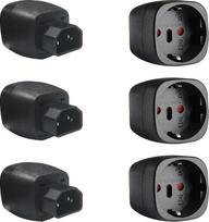 6 IEC kištukų pakuotė, C14-CEE7, 250V/10A CEE Schuko adapteris, IEC kištukas, tinkamas duomenų centrams, PDU blokams, mažiems serveriams, tinklo įrenginiams ir UPS