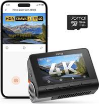 70mai 4K A810S prietaisų kameros automobiliams su STARVIS 2 HDR naktinio matymo funkcija, automobilinė kamera su 128GB kortele, 24/7 parkavimo stebėjimas, AI jutiklis, ADAS, programėlių valdymas, valdymas balsu, 146° platus kampas, pasirinktinai 4G LTE