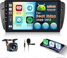 8 branduolių "Inefala" 4+64G "Android 15" radijo imtuvas "Seat Ibiza 2009-2013" su belaidžiu "CarPlay", 9 colių ekranas su "Android Car" 32EQ DSP 59UI FM RDS GPS Bluetooth WiFi SWC AHD galinio vaizdo kamera