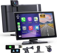 9 colių "CarPlay" ekranas - belaidis "Apple CarPlay" ir "Android" automobilis, "SuperLink", "AirPlay" dvigubas veidrodis, 4K prietaisų kamera + 1080P galinio vaizdo kamera, įrašymas kilpa, 64GB, "Bluetooth" ir "Siri