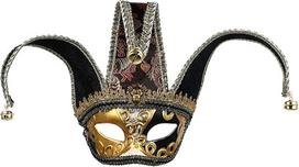 ABOOFAN Maskarado kaukė vyrams Moterys Venecijos juokdario kaukė Pusė veido karnavalo kaukė Helovino kostiumas Šokis Šokis Prom Sienų apdaila (juoda)