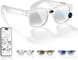 AI išmanieji akiniai su 1080P HD kamera, 8 MP atmintimi, "Bluetooth" garso sistema "Open Ear", dvigubu mikrofonu triukšmo mažinimui, GPT balso asistentu, laisvų rankų vaizdo įrašu kelionėms, vaizdo įrašams ir susitikimams (G3 White 1200P 16Gb)