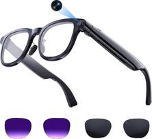 AI-Smart-Brille mit 4K-Kamera, 8 MPW Anti-Shake-Bluetooth-Brille, 1080P-Videoaufnahme, Rauschunterdrückung, Echtzeit-Übersetzung und Simultaninterpretation