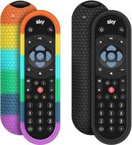 Apsauginis dėklas originaliam "Sky Q" balso nuotolinio valdymo pultui SKY135, "Sky Glass Remote" apsauginis silikoninis dėklas "Sky Q" jutiklinio ir neliečiamojo nuotolinio valdymo pulto rankovė, odos laikiklis, nugarėlės apsauga (juoda + vaivorykštė)