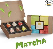 Arbatos Uniqo Matcha miltelių arbatos degustavimo rinkinys - 6 Matcha rūšys, idealiai tinkančios gerti, ledams, latte, kokteiliams, kepti ar gaminti - japoniškos žaliosios arbatos miltelių dovanų rinkinys, be dirbtinių dažiklių