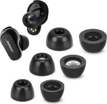Atminties putų antgaliai "Bose QuietComfort Earbuds II" ausinėms, neskauda silikoninių ausų antgalių, neslystantys pakaitiniai ausų antgaliai, tinka įkrovimo dėkle, 3 poros (mišrūs dydžiai S/M/L, juodi)