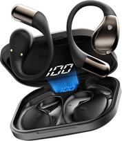 Atviros ausinės "Bluetooth 6.0" ausinės su HD mikrofonu, 2025 ausinės belaidės "Bluetooth HiFi Stereo" ausinės su ausų kabliukais, 40 valandų žaidimo trukmė, "Bluetooth" ausinės su LED ekranu, IP7 vandeniui atsparios ausinės sportui