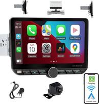 Automobilinis radijo imtuvas 1Din su sukamu ekranu (10,1 colio), suderinamas su [belaidžiu] "Apple CarPlay"/"Android" automobiliniu "Bluetooth" USB C tipo atbulinės eigos kamera AM/FM/RDS radijo imtuvu