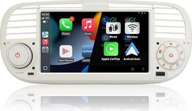 Autoradio für FIAT 500 Radio mit Touchscreen USB Bluetooth FM/AM Linux Dvigubo din automobilinė stereo sistema su Carplay Wireless/Android Auto Balta