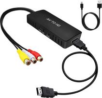 AV ir HDMI keitiklis su HDMI kabeliu, 1080P AV ir HDMI keitiklis, RCA įvesties HDMI išvesties vaizdo garso adapteris, skirtas PS2/DVD/N64/Xbox, skirtas rodyti HD televizoriuose