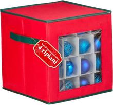 Avilia Organizer für 64 Weihnachtskugeln aus TNT 30 x 30 x 30 cm mit transparentem Frontfenster, modularen Fächern und robustem Reißverschluss für Weihnachtsdekorationen, leicht zu verstauen und zu
