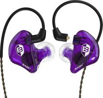 BASN "Bsinger In-Ear Monitors" triukšmą izoliuojančios ausinės, dvigubi dinaminiai garsiakalbiai, didelės raiškos laidinės ausinės su nuimamu MMCX kabeliu muzikantams būgnininkams dainininkams (violetinės spalvos)