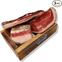 BAVAREGOLA "Speck Kistl" dovanų dėžutė su 3 Pietų Tirolio bekono patiekalais - Viktor Kofler/Lana dovanų krepšelis su bekonu, Lardo ir Pancetta - malonumo dovana vyrams ir moterims
