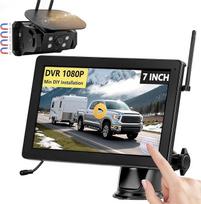 Belaidė saulės magnetinė atbulinės eigos kamera VASTEND 7 colių 1080P jutiklinio ekrano IPS monitorius, 9600 mAh akumuliatorius, 1 minutės sąranka, IP69 vandeniui atspari atbulinės eigos kamera nameliams ant ratų, priekaboms, sunkvežimiams