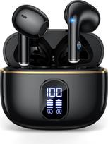 Belaidės "Bluetooth" ausinės, "Bluetooth 5.49" ausinės su 4 ENC triukšmo slopinimo mikrofonais, belaidės ausinės 48H Deep Bass, IP7 vandeniui atsparios ausinės, LED ekranas "iPhone" / "Android" / "iOS" (juoda)