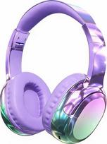 Belaidės ausinės, "Bluetooth" ausinės su mikrofonu, belaidės ausinės per ausis paauglėms mergaitėms, ausinės per ausis "iPad"/"Fire" planšetiniam kompiuteriui/mokykliniam naudojimui (violetinės spalvos)