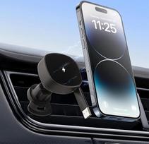 Belaidis automobilinis įkroviklis, automobilinis telefono įkroviklis, 2 in 1 USB A+ C tipo greito belaidžio įkrovimo automobilinis laikiklis iPhone 15/14, 13/13 Pro/13 Mini/12/11/XS/XR/8, Samsung S20/S10/S9/Note 9