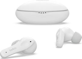 Belkin SOUNDFORM Nano Bluetooth ausinės vaikams, belaidės, 85 dB ribos, skirtos klausos apsaugai, internetiniam mokymui, mokykloms, IPX5 sertifikatas, veikia 24 valandas, skirtos iPhone, iPad, Kindle ir kt. - baltos spalvos