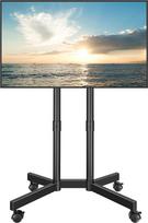 BONTEC mobilusis TV stovas 32-70 colių televizoriams, riedantis TV stovas su užrakinamais ratukais, reguliuojamo aukščio, maks. VESA 400 x 400 mm, televizoriaus laikiklis su kabelių tvarkymu, televizoriaus baldai svetainei, juodos spalvos