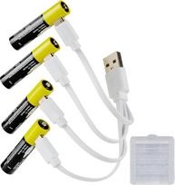 C tipo ličio įkraunamos baterijos AAA, 1,5 V USB ličio jonų AAA įkraunama baterija, 1700 mWh, su C tipo įkrovimo kabeliu, greitai įkraunama per 2 valandas, (4 pakuotės) (4AAA)