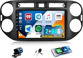 CAMECHO 2+64G Android 13 navigacijos automobilinis radijas VW Volkswagen Tiguan 2006-2016 su 9 colių jutikliniu ekranu, Bluetooth radijas su belaidžiu Carplay FM RDS GPS WLAN Android Car Mirror Link + atbulinės eigos