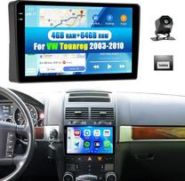 CAMECHO 4 + 64G Android 15 automobilinis radijas VW Touareg 2003-2010 su belaidžiu Carplay Navi, 2 DIN Carplay radijas su 9 colių IPS jutikliniu ekranu Bluetooh FM/RDS, Android automobilinis ekranas + atbulinės eigos kamera