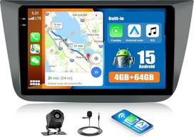 CAMECHO 4+64G Android 13 automobilinis radijas Seat Altea 2004-2016 su belaidžiu Carplay Navi, 2 DIN Carplay radijas su 9 colių IPS jutikliniu ekranu Bluetooh5.0 FM/RDS, Android automobilinis ekranas su atbulinės eigos kamera