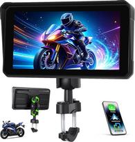 CAMECHO 6 colių belaidis motociklo "Carplay Android" automobilis, IP68 vandeniui atsparus HD 1440 x 720 jutiklinio ekrano navigacijos ekranas motociklams su dviguba "Bluetooth 5.0" + "Airplay Android Cast