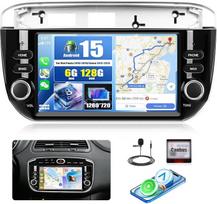 CAMECHO 6G+128G 8 Core Android 15 Autoradio für FIAT Punto 2012-2015 mit Navi Carplay Wireless Android Auto,Doppel Din Radio mit 7'' Touchscreen Bluetooth5.0 FM/RDS SWC +HD Rückfahrkamera