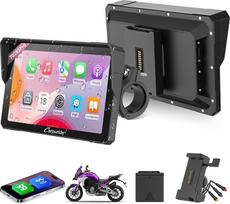 CARPURIDE W702RS Pro Motociklo "Carplay" ekranas su radaro BSD ir BM05 laikikliu, belaidis "CarPlay" ir "Android" automobilis, 7 colių vandeniui atsparus jutiklinis ekranas, vidinio ryšio funkcija, dviguba "Bluetooth