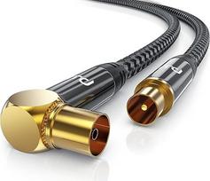 CSL 5 m antenos kabelis kampu su pynimu 8k 4k HDTV 5 m antenos kabelio jungtis 90° kampu į tiesią jungtį 75 Ohm Tinka televizoriui HDTV radijui DVB-T2 DVB-S DVB-S2 kampinis kištukas