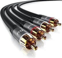 CSL - Stereo RCA garso kabelis - 5 m - 2 x RCA į 2 x RCA garso kabelis - AUX įėjimai - metalinis kištukas paauksuotas kabelis su dvigubu ekranu