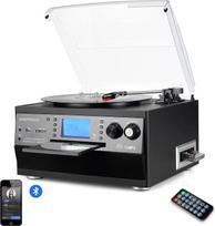 DIGITNOW! Vinile Giradischi con Bluetooth, CD, cassetta, AM/FM e Aux in radio con porta USB e telecomando encoder SD, altoparlante stereo incorporato, lettore musicale autonomo, telecomando
