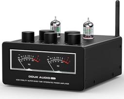 Douk Audio T6 PRO "Bluetooth" vamzdinis stiprintuvas: 300 W x2 TPA3255 2 kanalų stereofoninis stiprintuvas su dvigubu VU matuokliu ir itin žemais dažniais, skirtas namų kino ir HiFi sistemoms (juodas)