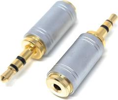 DRUT 2 vnt. 2,5 mm moteriškos ir 3,5 mm jungties stereofoninių ausinių garso kabelio adapteris sidabrinės spalvos