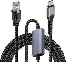 Duttek USB C auf Ethernet Kabel 3m (1000Mbps), USB C Stecker auf RJ45 Stecker Netzwerkkabel für MacBook, iPad, iPhone 15/14 - LAN Kabel mit Gigabit für stabiles Internet