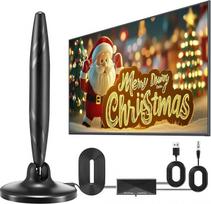 DVB-T/T2 antena su stiprintuvu, patalpų antena televizoriui, TV antena su dideliu magnetiniu pagrindu, 360° priėmimo kampu, palaiko 4K/1080P HD kanalus ir visus televizorius.