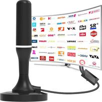 DVBT2 antena, DVB-T2 vidinė TV antena - 400+ km diapazonas, 360° priėmimo kampu, palaiko 4K/1080P skaitmeninius kanalus, su stipriu magnetiniu pagrindu